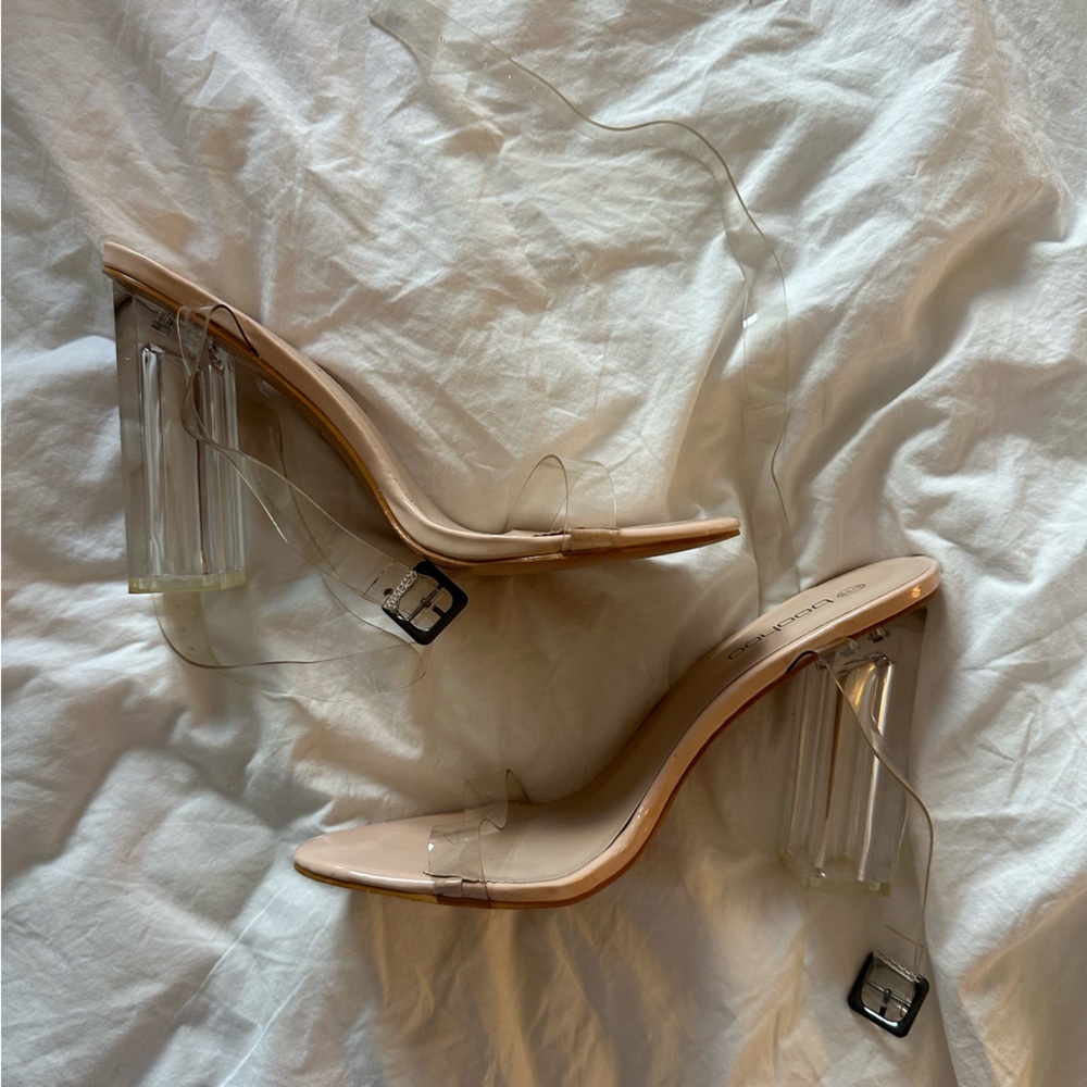 BooHoo 4 inch Clear Block Heels